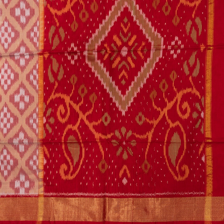 Hayagrivas White Ikkat Kora Silk Cotton Saree SSCBF155H1-6