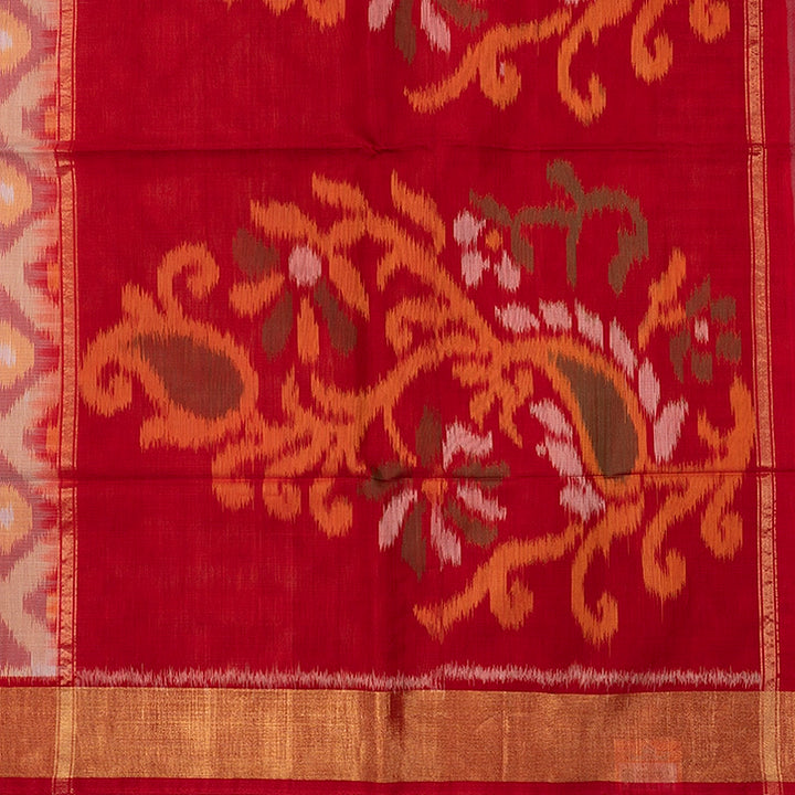 Hayagrivas Sandal Ikkat Kora Silk Cotton Saree SSCBF155H1-8