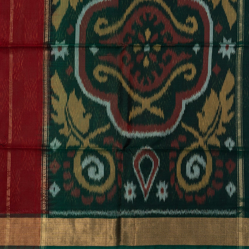 Hayagrivas Maroon Ikkat Kora Silk Cotton Saree SSCBF155H2-2