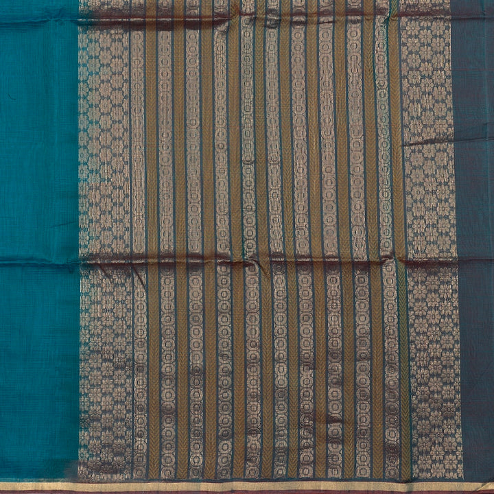 Hayagrivas Teal Blue Kora Silk Cotton Saree SSCBF156H2-56