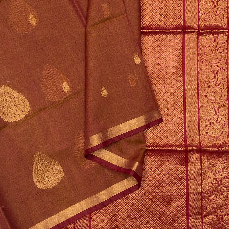Hayagrivas Copper Brown Kora Silk Cotton Saree SSCBF156H4-8
