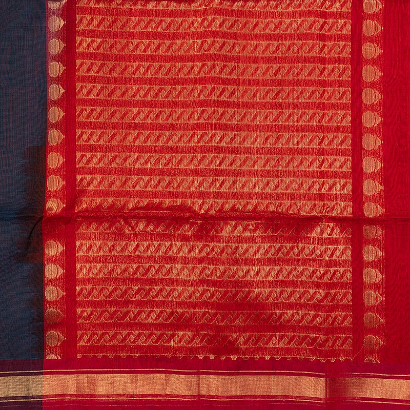 Hayagrivas Peacock Blue Kora Silk Cotton Saree SSCBF156H2-55