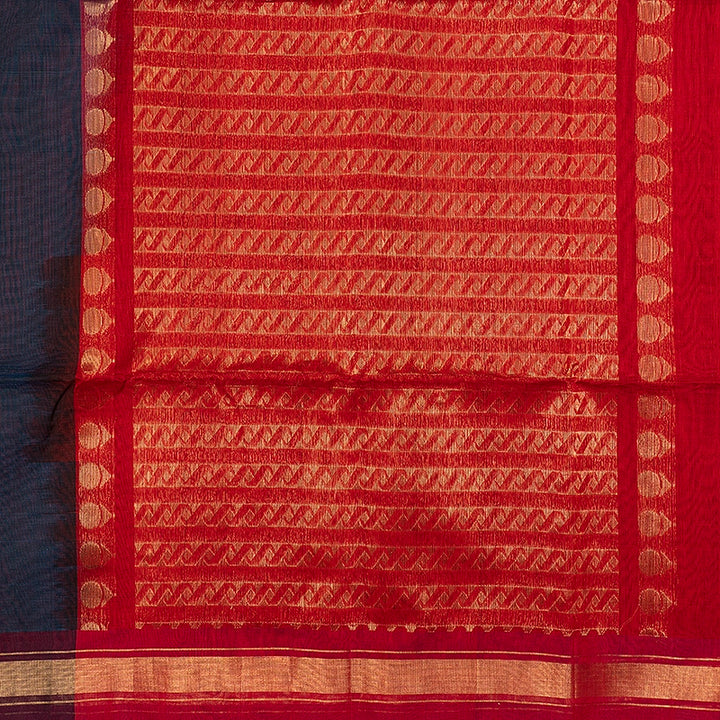 Hayagrivas Peacock Blue Kora Silk Cotton Saree SSCBF156H2-55
