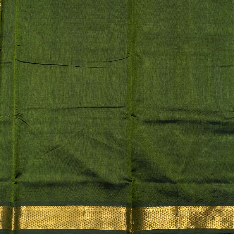 Hayagrivas Mehandi Green Pure Ten Yards Silk Cotton Saree SSCBF174I1-1