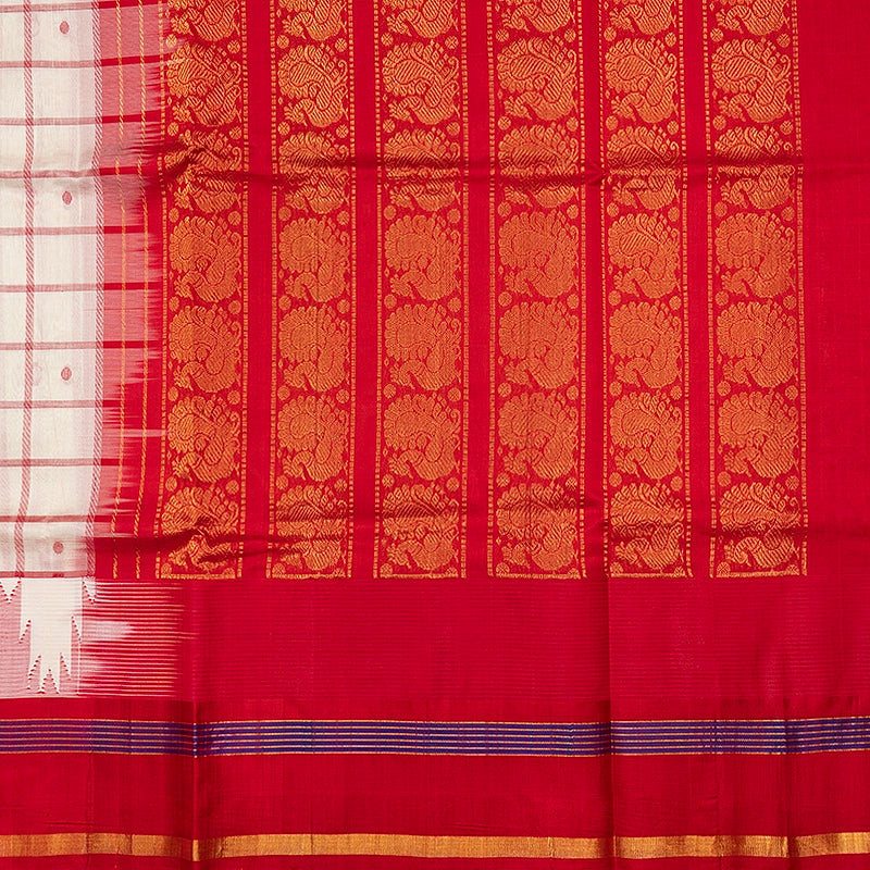 Hayagrivas Half-White Pure Silk Cotton Saree SSCBF175I16-1
