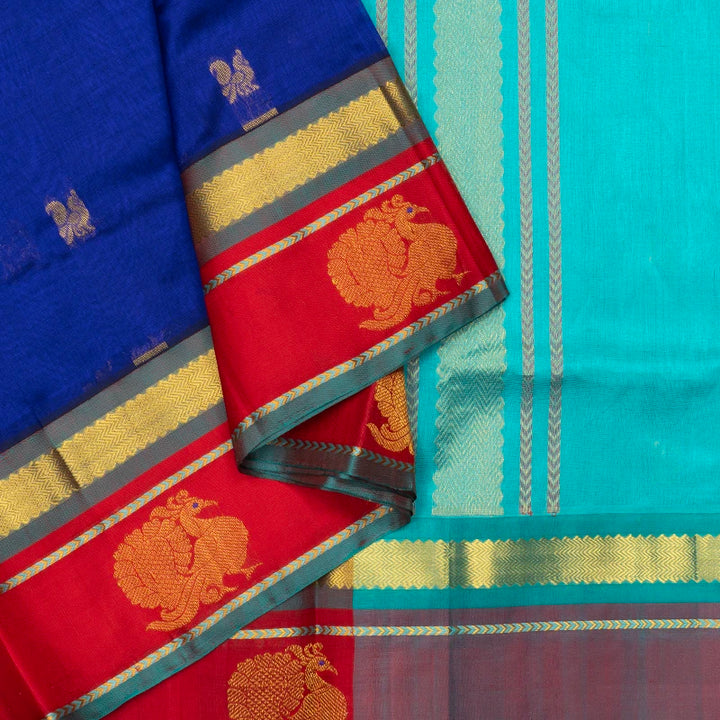 Hayagrivas MS Blue Pure Silk Cotton Saree SSCBF176I1-1
