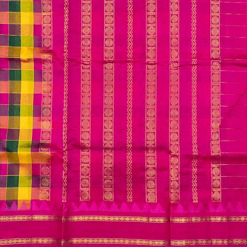 Hayagrivas Multicolour Checks Pure Silk Cotton Saree SSCBF176I3-2