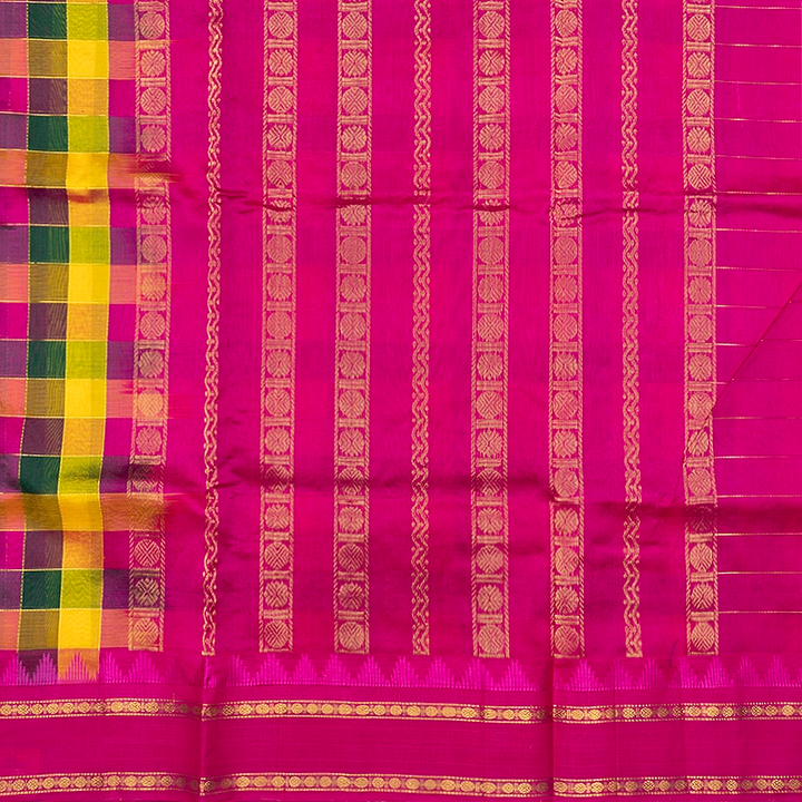 Hayagrivas Multicolour Checks Pure Silk Cotton Saree SSCBF176I3-2