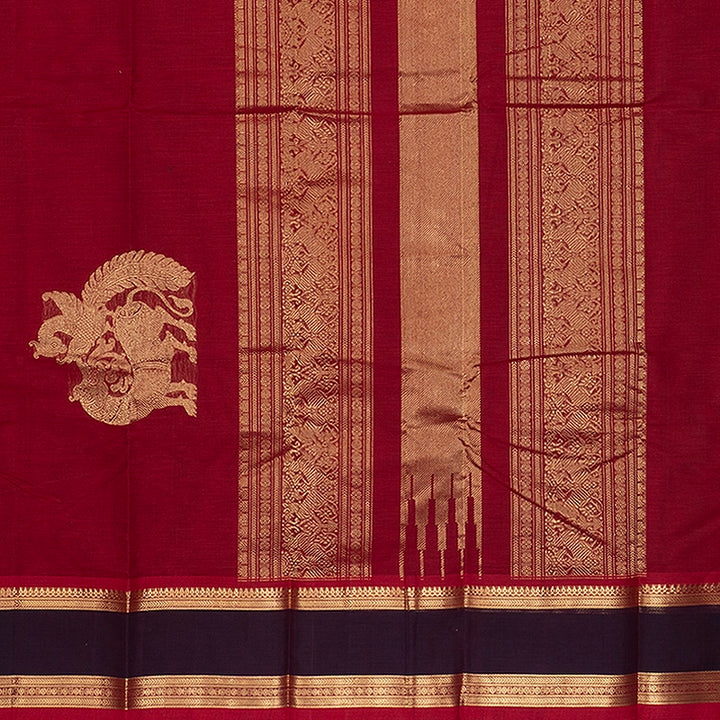 Hayagrivas Reddish-Pink Handloom Kanchi Cotton Saree SSCBF177I7-9