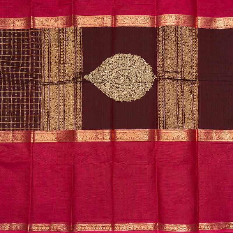 Hayagrivas Burgundy Handloom Kanchi Cotton Saree SSCBF177I12-7