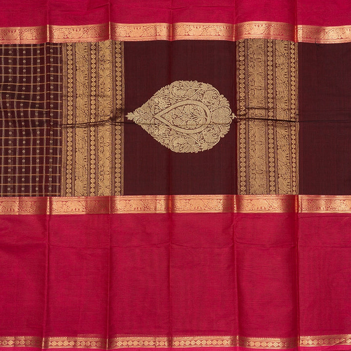 Hayagrivas Burgundy Handloom Kanchi Cotton Saree SSCBF177I12-7