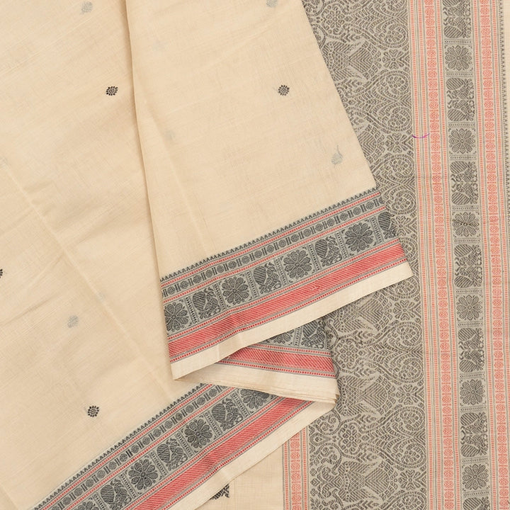 Hayagrivas Beige Handloom Kanchi Cotton Saree SSCBF177I3-3