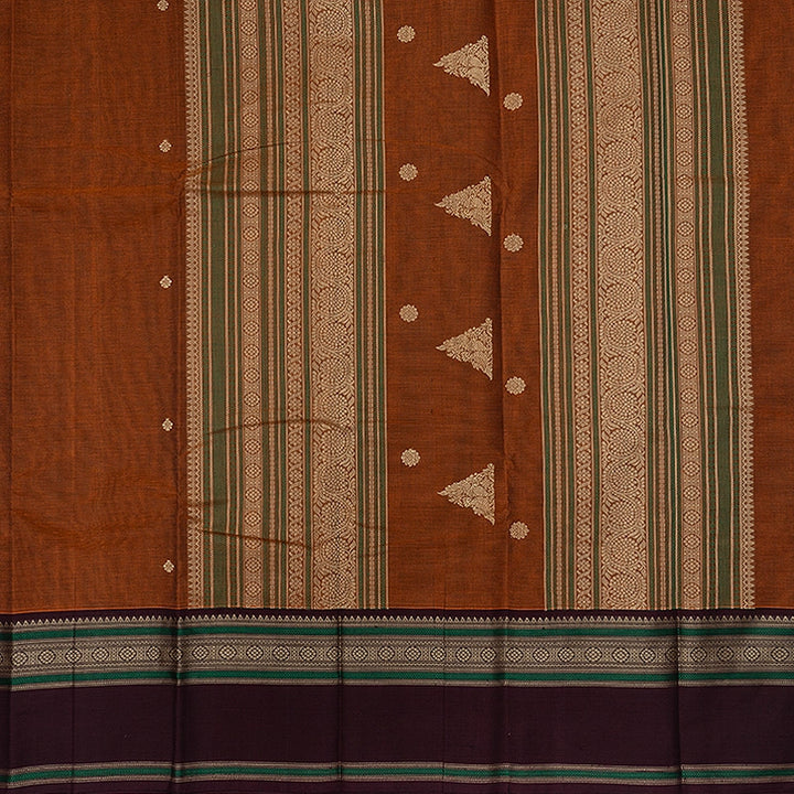Hayagrivas Rust Orange Handloom Kanchi Cotton Saree SSCBF177I5-6