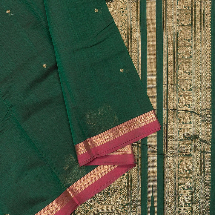 Hayagrivas Dark Green Handloom Kanchi Cotton Saree SSCBF177I6-11