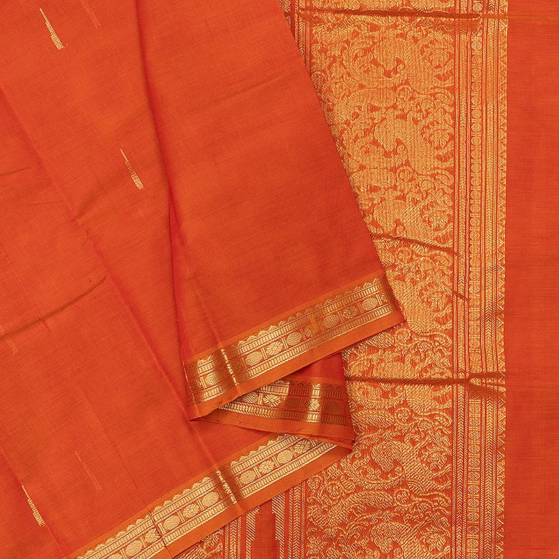 Hayagrivas Orange Handloom Kanchi Cotton Saree SSCBF177I6-18