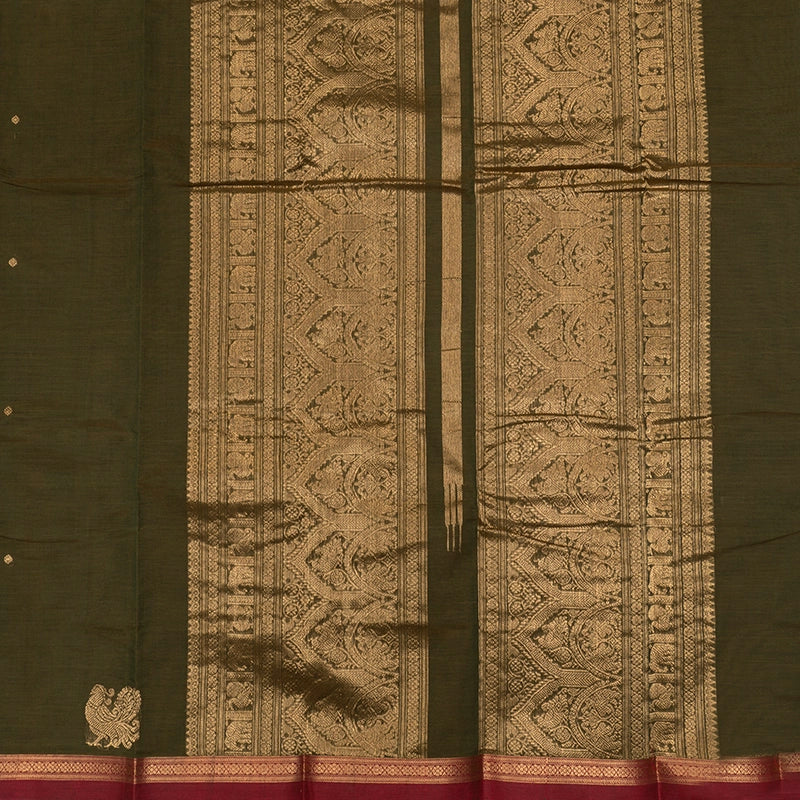Hayagrivas Mehandi Green Handloom Kanchi Cotton Saree SSCBF177I6-3