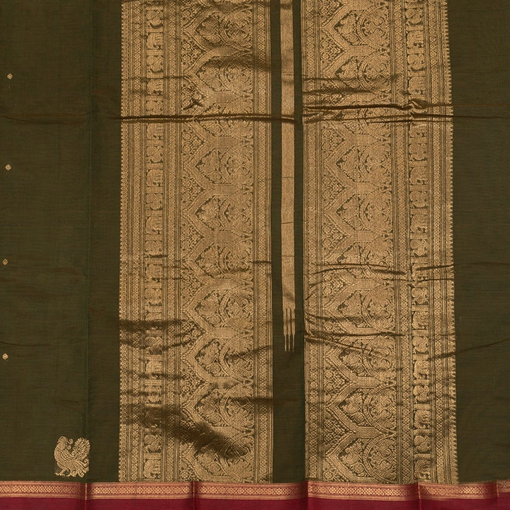 Hayagrivas Mehandi Green Handloom Kanchi Cotton Saree SSCBF177I6-3