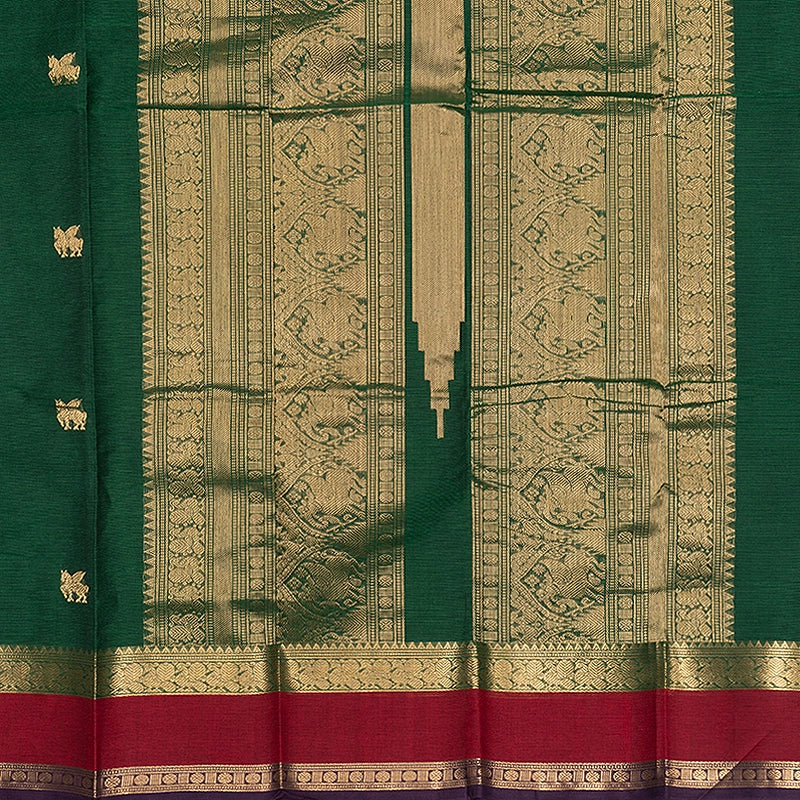 Hayagrivas Bottle Green Handloom Kanchi Cotton Saree SSCBF177I7-4