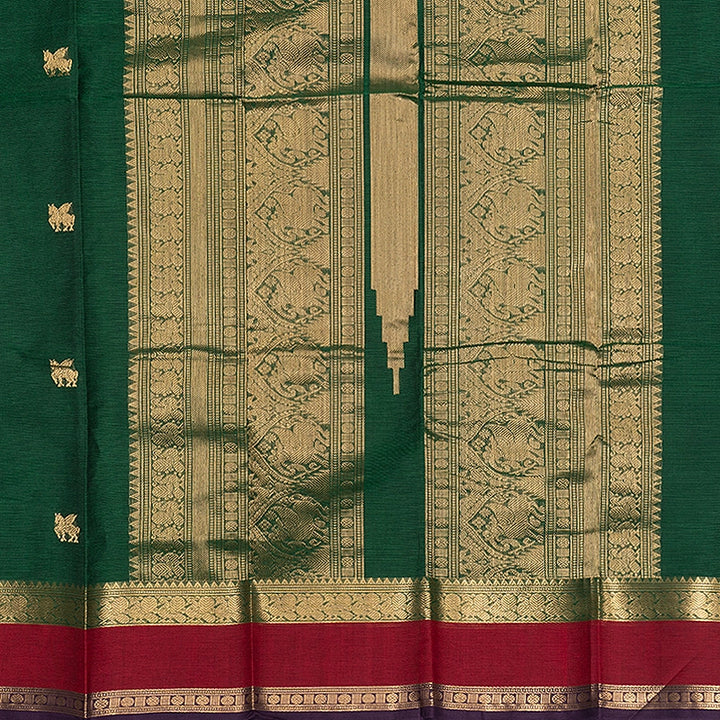 Hayagrivas Bottle Green Handloom Kanchi Cotton Saree SSCBF177I7-4