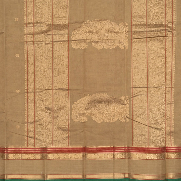 Hayagrivas Beige Handloom Kanchi Cotton Saree SSCBF177I8-1