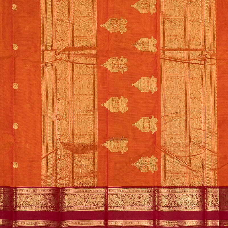 Hayagrivas Sunset Orange Handloom Kanchi Cotton Saree SSCBF177I8-16