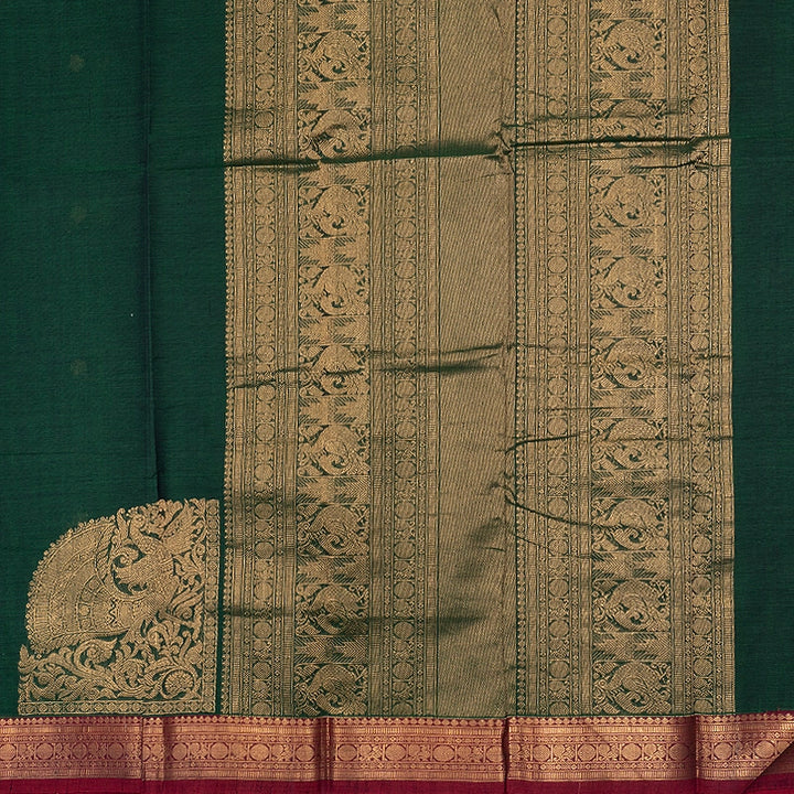 Hayagrivas Dark Green Handloom Kanchi Cotton Saree SSCBF177I8-4