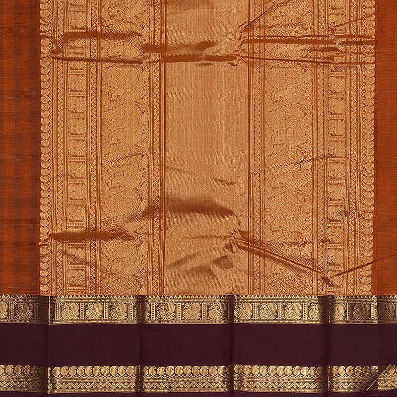 Hayagrivas Rust Orange Handloom Kanchi Cotton Saree SSCBF177I8-5