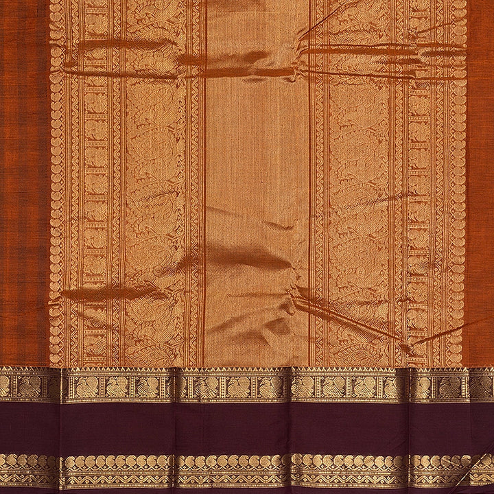 Hayagrivas Rust Orange Handloom Kanchi Cotton Saree SSCBF177I8-5