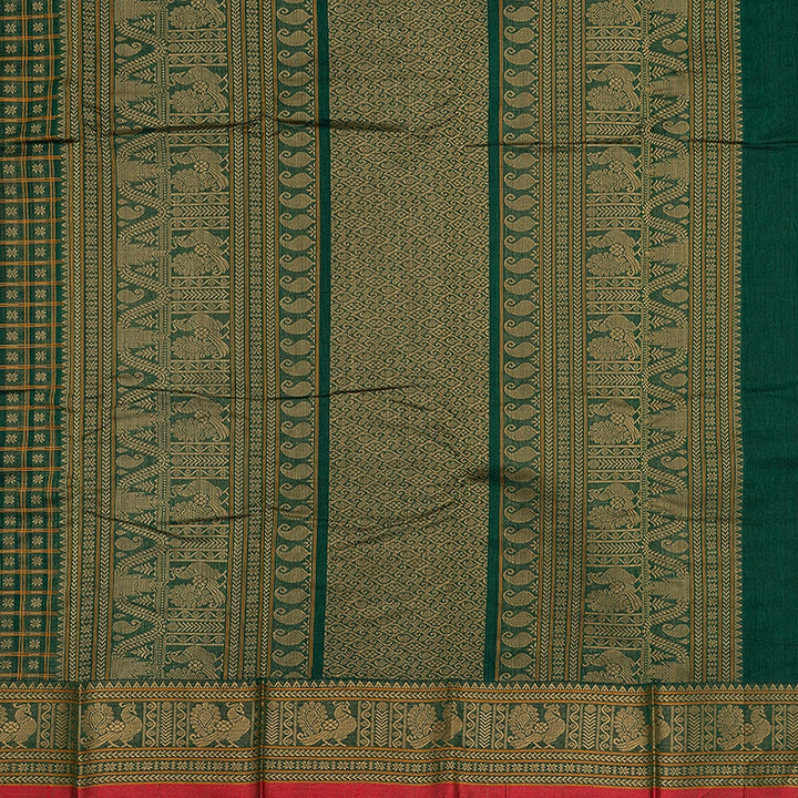 Hayagrivas Bottle Green Handloom Kanchi Cotton Saree SSCBF177I9-2