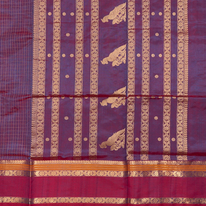Hayagrivas Blue-Purple Kanchi Silk Cotton Saree SSCBF179I12-19