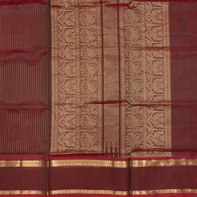 Hayagrivas Pinkish-Maroon Kanchi Silk Cotton Saree SSCBF179I2-5