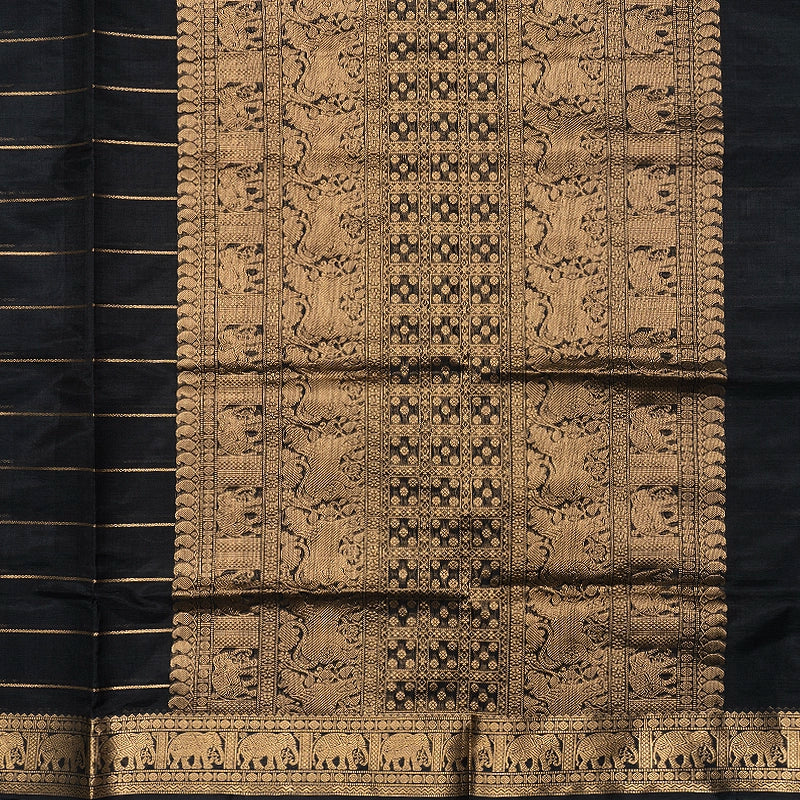 Hayagrivas Black Kanchi Silk Cotton Saree SSCBF179I5-2