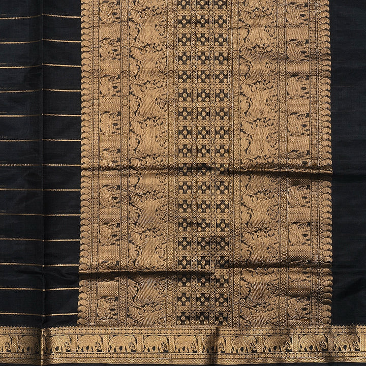 Hayagrivas Black Kanchi Silk Cotton Saree SSCBF179I5-2