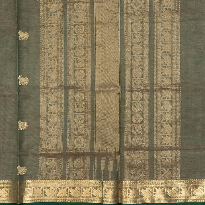 Hayagrivas Green &amp; Beige (Shot Colour) Kanchi Silk Cotton Saree SSCBF179I5-32