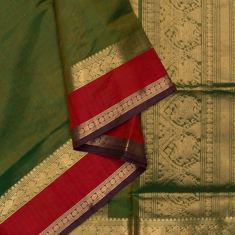 Hayagrivas Parrot Green Kanchi Silk Cotton Saree SSCBF179I5-9