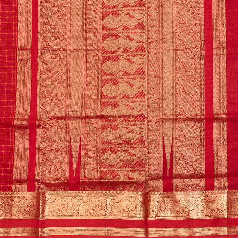 Hayagrivas Red Kanchi Silk Cotton Saree SSCBF179I8-5
