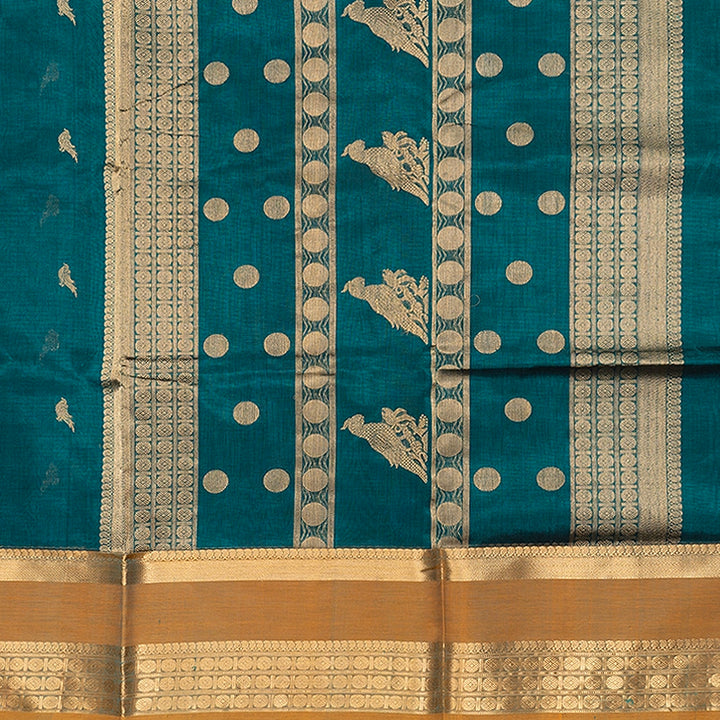 Hayagrivas Emerald Green Kanchi Silk Cotton Saree SSCBF179I9-10