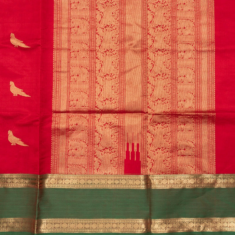 Hayagrivas Red Kanchi Silk Cotton Saree SSCBF179I9-13