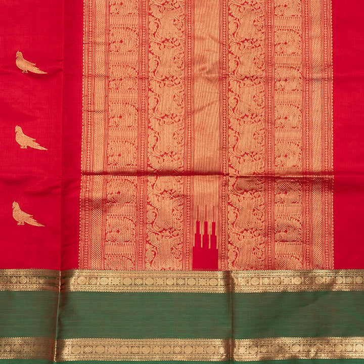 Hayagrivas Red Kanchi Silk Cotton Saree SSCBF179I9-13