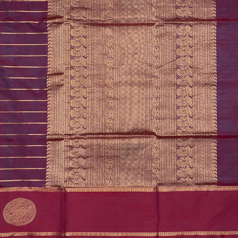 Hayagrivas Blue &amp; Maroon (Dual Tone) Kanchi Silk Cotton Saree SSCBF179I9-2