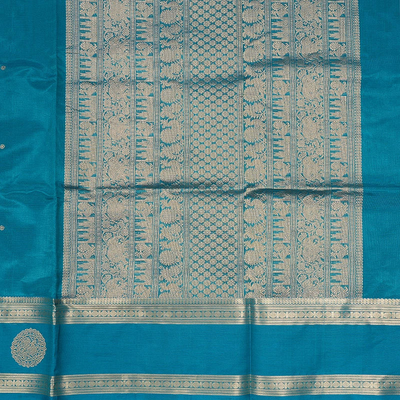 Hayagrivas Turquoise Blue Kanchi Silk Cotton Saree SSCBF179I9-24