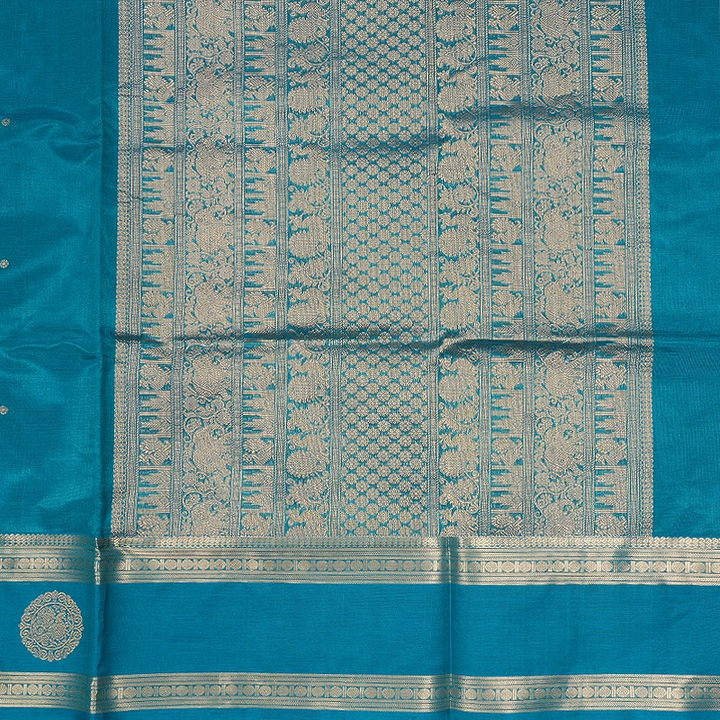 Hayagrivas Turquoise Blue Kanchi Silk Cotton Saree SSCBF179I9-24
