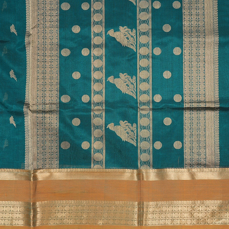 Hayagrivas Peacock Green Kanchi Silk Cotton Saree SSCBF179I9-31