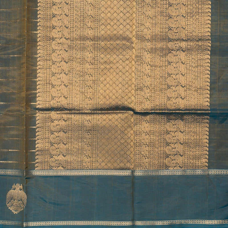 Hayagrivas Yellowish-Blue Kanchi Silk Cotton Saree SSCBF179I9-33