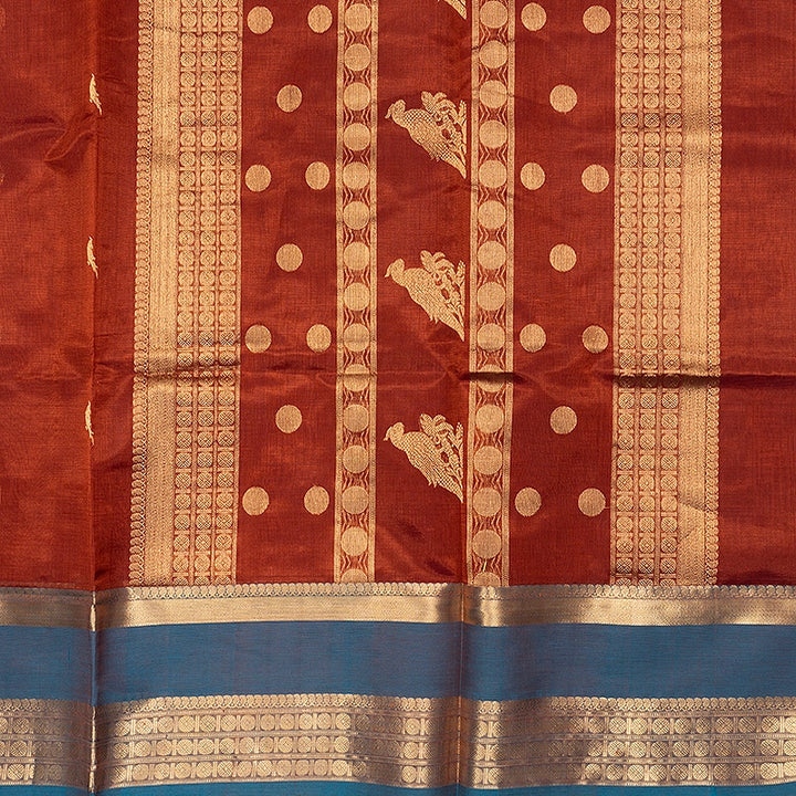 Hayagrivas Rust Brown Kanchi Silk Cotton Saree SSCBF179I9-5
