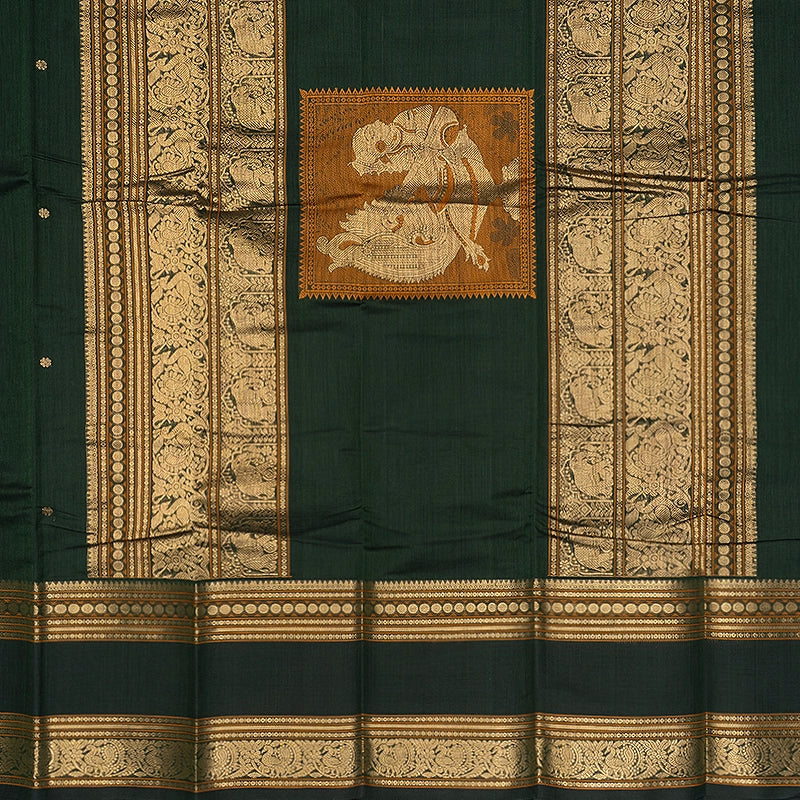 Hayagrivas Bottle Green Handloom Kanchi Cotton Saree SSCBF66E7-1