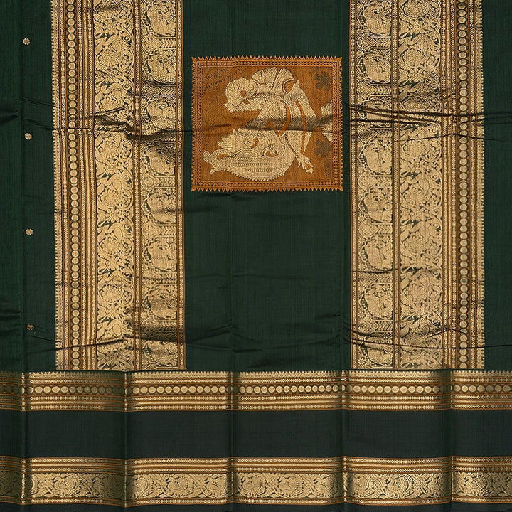 Hayagrivas Bottle Green Handloom Kanchi Cotton Saree SSCBF66E7-1