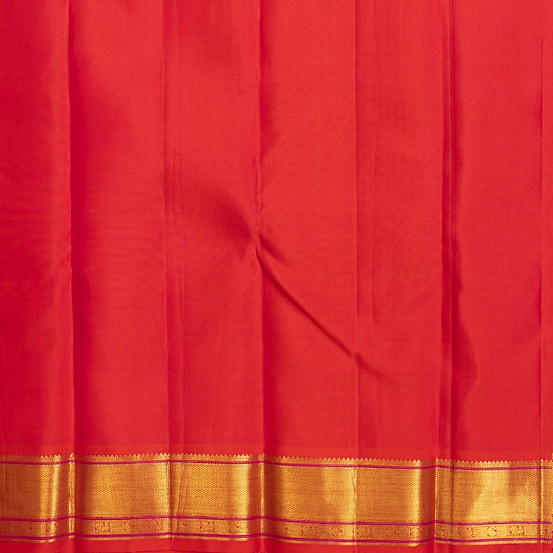 Hayagrivas Handloom Kanjivaram Silk Saree with Orangish-Pink Border KBF427F5-4