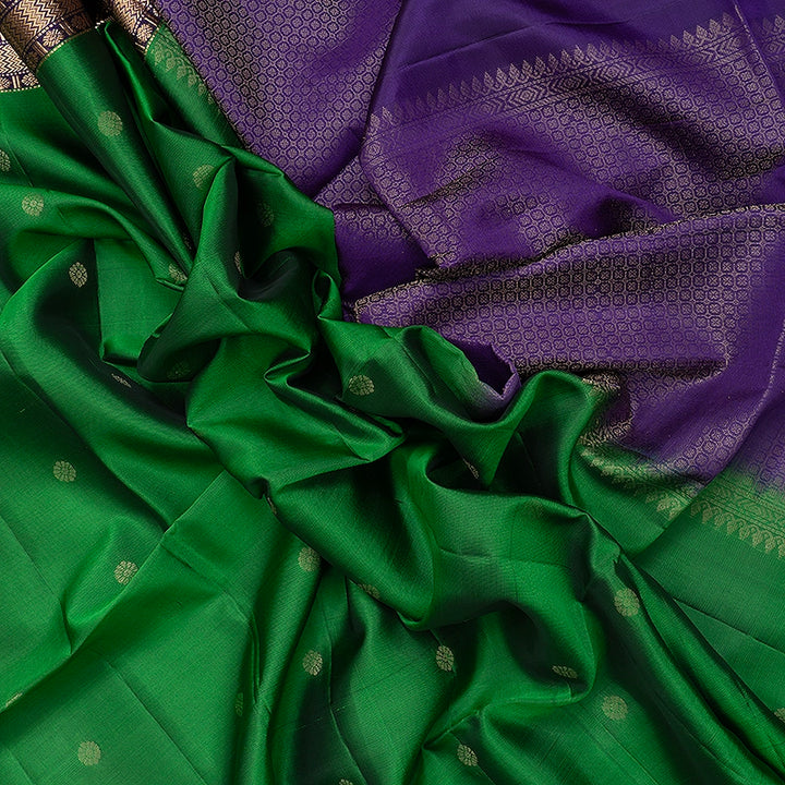 Hayagrivas Meenakshi Green Handloom Soft Silk Saree KBF532G4-5