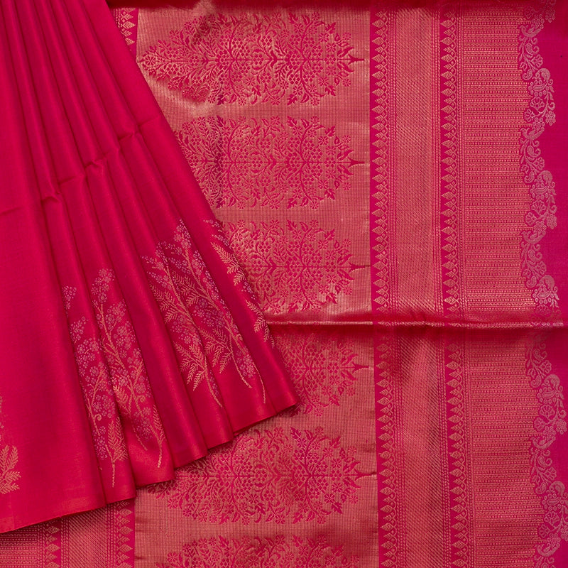 Hayagrivas Reddish-Pink Handloom Soft Silk Saree KSBE85A23-1